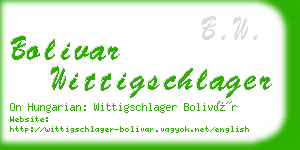 bolivar wittigschlager business card